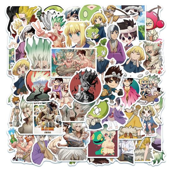 (image for) Anime DR. STONE Stickers Skateboard Laptop Decals 50pc - Click Image to Close