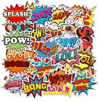 (image for) Comical Words Phrases Stickers Superhero Decals 50 pcs