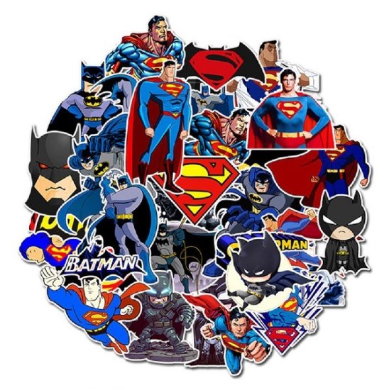 (image for) Batman Superman Superhero Stickers Non Repeating Decals 45pcs - Click Image to Close