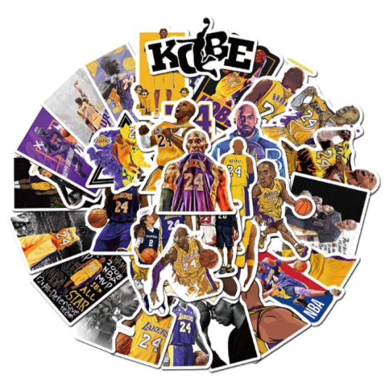 (image for) Kobe Bryant Stickers Mamba Lakers Non Repeating Decals 50 pcs - Click Image to Close