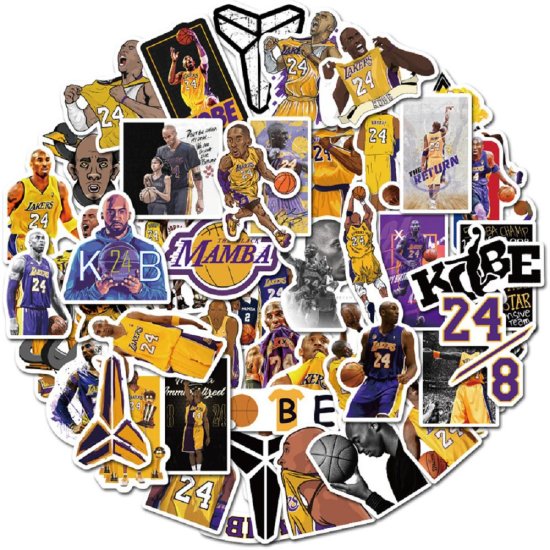 (image for) Kobe Bryant Stickers Mamba Lakers Non Repeating Decals 50 pcs - Click Image to Close