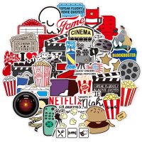 (image for) Cinema Stickers Movie Theater Fun and Food Luggage Decals 50pc