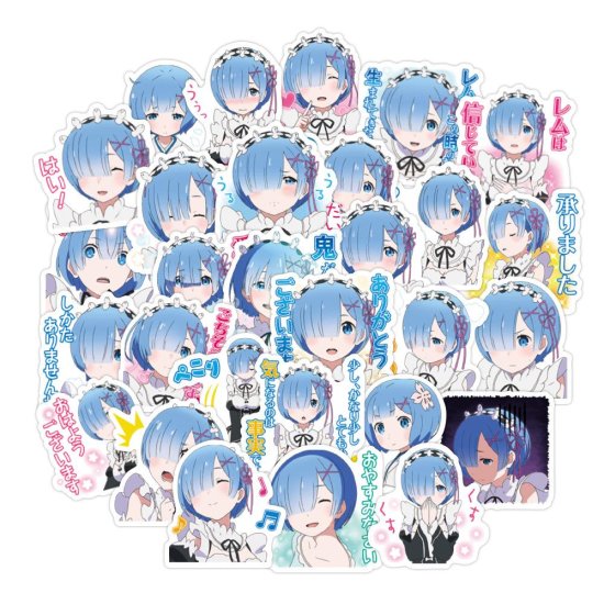 (image for) Anime RE: ZERO Stickers Non-Repeating Skateboard Decals 40pcs - Click Image to Close