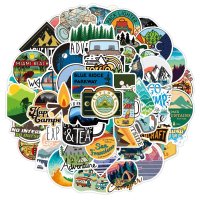 (image for) Camping Hiking Stickers Adventure Non Repeating Decals 50 pcs
