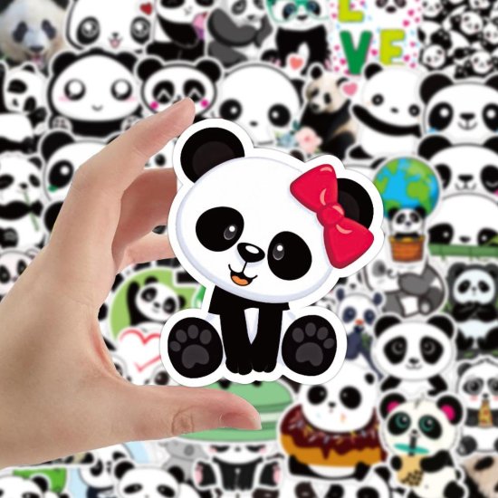 (image for) Panda Bear Stickers Animal Lover Non Repeating Decals 50 pcs - Click Image to Close