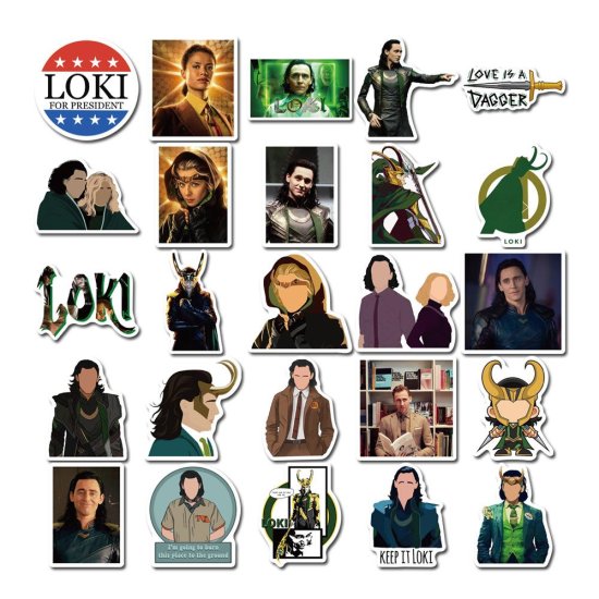 (image for) Loki Stickers Marvel Thor Brother Vinyl Decal Non Repeating 50pc - Click Image to Close