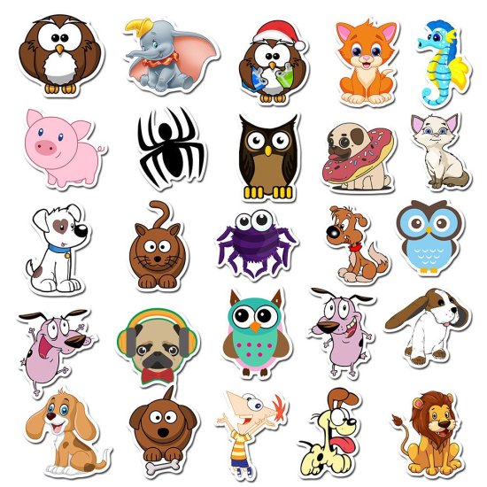 (image for) Random Fun Animal Decal Stickers Non Repeating 50 pcs - Click Image to Close