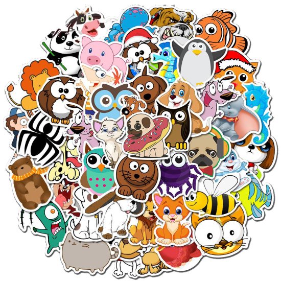 (image for) Random Fun Animal Decal Stickers Non Repeating 50 pcs - Click Image to Close
