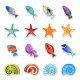 (image for) Sea Shell Shells Stickers Mixed Non Repeating Vinyl Decals 50pc