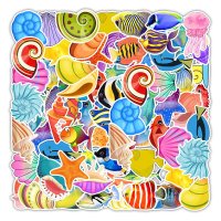 (image for) Sea Shell Shells Stickers Mixed Non Repeating Vinyl Decals 50pc