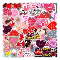 (image for) Valentine Day Decal Stickers Hearts Flowers Non Repeating 50 pcs