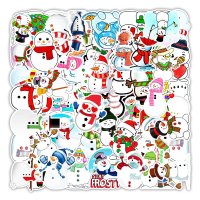 (image for) Frosty Snowman Decal Stickers Winter Snow Non Repeating 50 pcs