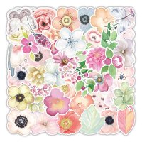 (image for) Flower Blossom Wildlife Stickers Non Repeating Vinyl Decals 50pc