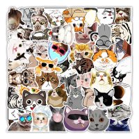 (image for) Kitten Cool Cats Stickers Non Repeating Vinyl Decals 50pc