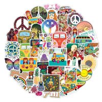 (image for) Hippie 60s Life Decal Stickers Vinyl Non Repeating 50pcs