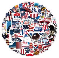 (image for) US Flag 4th of July Decals Stickers America 1st Patriotic 50 pcs