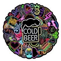(image for) Neon Sign Random#2 Decal Stickers Non Repeating Vinyl 50pcs