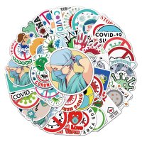 (image for) COVID-19 Prevention Decal Stickers Non Repeating Vinyl 50pcs