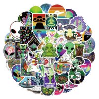 (image for) Alien Little Green Men Decal Stickers Vinyl Non Repeating 50pcs