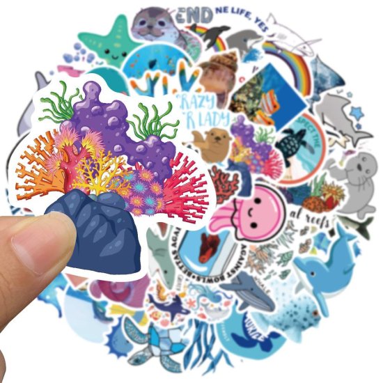 (image for) Sea Life Conservation #2 Decal Stickers Non Repeating 50pcs - Click Image to Close