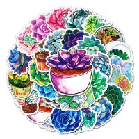 (image for) Succulents Juicy Plant Decal Stickers Non Repeating Vinyl 50pcs