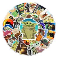 (image for) Mandalorian Baby Yoda Decal Stickers Non Repeating Vinyl 50 pcs