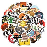 (image for) Cowboy Old West Decal Stickers Non Repeating Vinyl 50 pcs