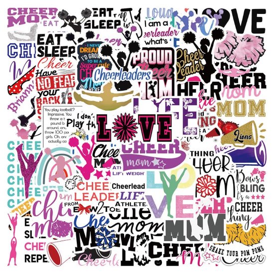 (image for) Cheer Leader Leading Fun Decal Stickers Non Repeating 50pcs - Click Image to Close