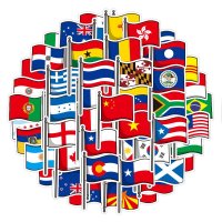 (image for) National Flags Vinyl Decal Stickers Non Repeating 50pc