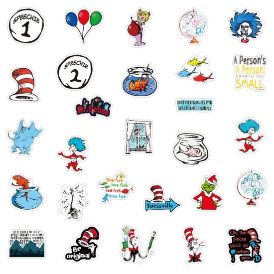 (image for) Children Christmas Grinch Decal Vinyl Sticker Non Repeating 50pc - Click Image to Close