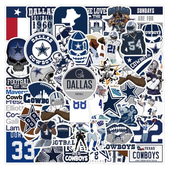 (image for) Dallas Cowboys Decal Stickers NFL Football Vinyl Decal 50pcs - Click Image to Close