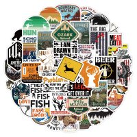 (image for) Hunting and Fishing Decal Stickers Non Repeating Vinyl 50 pcs