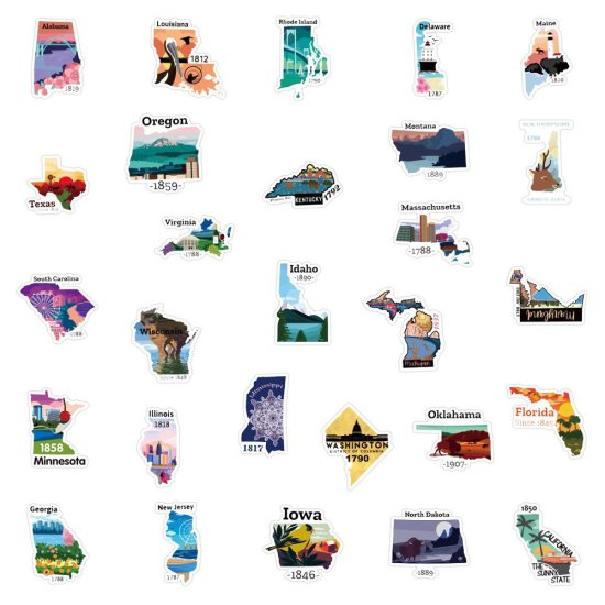 (image for) 50 States USA Sticker Pack (1626) 50 pcs - Click Image to Close