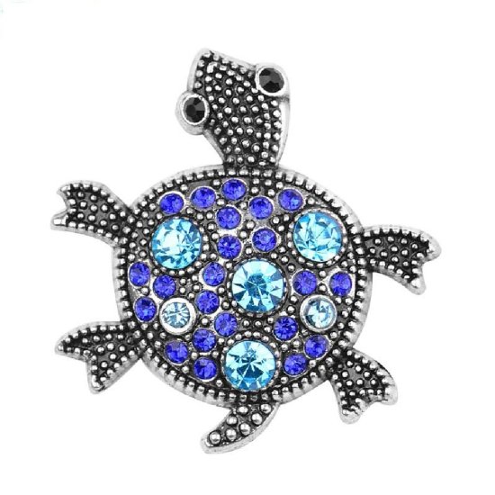 (image for) Snap Jewelry Rhinestone Turtle Blue - Click Image to Close