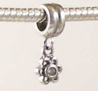 (image for) Charm 925 - Drop - Flower & Clear Gem