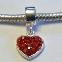 (image for) Charm 925 - Pave Heart Drop - Red