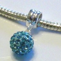 (image for) Charm 925 - Pave Ball Drop - Light Blue