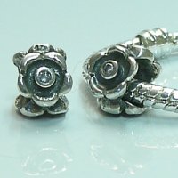 (image for) Charm 925 - Marcasite Flower & Clear Gems