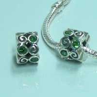 (image for) Charm 925 CZ Stone - Rondelle - Double Spiral - Green
