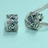 (image for) Charm 925 CZ Stone - Rondelle - Double Spiral - Pink
