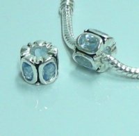 (image for) Charm 925 CZ Stone - Rondelle Oval - Light Blue