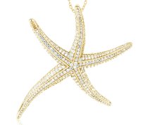 (image for) 925 - Sterling - Starfish CZ Gold Large Pendant