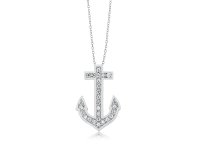 (image for) 925 - Sterling - Anchor Clear Medium CZ Pendant