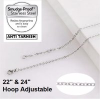 (image for) Stainless Steel Rolo Chain 22"+24" Hoop Adjustable Lobster