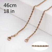 (image for) Stainless Steel Rope Chain Rose Gold 18" Lobster