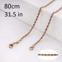 (image for) Stainless Steel Rope Chain Rose Gold Tone - 31.5 in