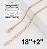 (image for) Stainless Steel Snake Chain Gold Necklace 18"+2" Ext. 2.0mm