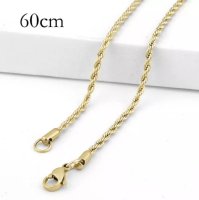 (image for) Stainless Steel Gold Rope Chain Necklace 24" No Fade