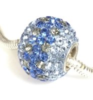 (image for) Charm 925 - 7 Row - Giant Crystals - Blue Light Blue & Gray