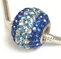 (image for) Charm 925 - 7 Row - Giant Crystals - Blue Teal & Clear